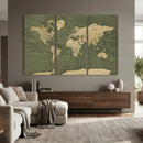 Large World Map Canvas Wall Art Print for Study Room Decor -