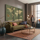 Large World Map Canvas Wall Art Print for Study Room Decor -
