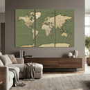 Vintage World Map Canvas Wall Art Print, Classic Global Map
