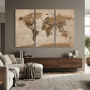 World Map Canvas Wall Art Print, Detailed Global Map Artwork