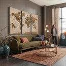 World Map Canvas Wall Art Print, Detailed Global Map Artwork