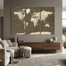 Vintage World Map Canvas Print – Framed Travel Map Wall Art