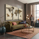 Vintage World Map Canvas Wall Art – Framed Travel Map for