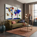Vintage World Map Canvas Wall Art – Framed Travel Map with
