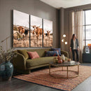 Texas Longhorn Cattle Wall Art Canvas Print, Sepia Western