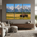 Bison in Mountain Landscape Wall Art Canvas Print – Western by MyGreatCanvas | Canvas Wall Art Prints | Photo Prints & Wall Decor
