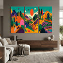 Colorful Japanese Landscape Print: Maximalist Panoramic Wall by MyGreatCanvas | Canvas Wall Art Prints | Photo Prints & Wall Decor