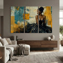 Elegant Woman Canvas Wall Art — Black Gold Gown Fashion by MyGreatCanvas | Canvas Wall Art Prints | Photo Prints & Wall Decor