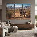 Texas Longhorn Bull Wall Art Canvas Print, Western Farmhouse