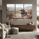 Texas Longhorn Bull Wall Art Canvas Print, Western Farmhouse