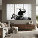Cowboy Lasso Canvas Wall Art, Black White Western Horse by MyGreatCanvas | Canvas Wall Art Prints | Photo Prints & Wall Decor