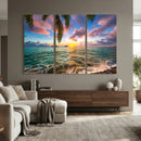 Hawaii Beach Sunset Canvas Wall Art Print, Tropical Ocean Landscape Artwork, Palm Tree Coastal Decor for Living Room Bedroom by MyGreatCanvas | Canvas Wall Art Prints | Photo Prints & Wall Decor