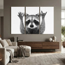 Funny Raccoon Canvas Wall Art, Black White Hands Up Animal Photo Print, Humorous Wildlife Decor, Kids Room Nursery Art, Quirky Animal Gift by MyGreatCanvas | Canvas Wall Art Prints | Photo Prints & Wall Decor