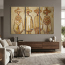 Mexican Folk Art Canvas Wall Art, Charro Poncho Sombrero Painting Print, Neutral Beige Boho Decor, Southwestern Impasto Style, Living Room Art by MyGreatCanvas | Canvas Wall Art Prints | Photo Prints & Wall Decor