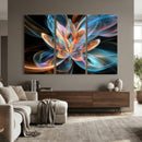Fractal Lotus Canvas Wall Art, Blue Orange Glowing Flower Abstract Print, Modern Zen Meditation Room Decor, Ethereal Digital Art, Living Room by MyGreatCanvas | Canvas Wall Art Prints | Photo Prints & Wall Decor