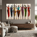 African Folk Art Canvas Wall Art, Colorful African Women Village Painting Print, Tribal Ethnic Home Decor, Vibrant African Art, Living Room
