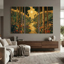 Gustav Klimt Style Forest Canvas Wall Art, Golden Forest Path Floral Art Nouveau Print, Enchanted Woodland Decor by MyGreatCanvas | Canvas Wall Art Prints | Photo Prints & Wall Decor
