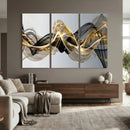 Black and Gold Abstract Wall Art, Modern Wave Canvas Print, Elegant Flowing Smoke Art, Luxury Living Room Decor by MyGreatCanvas | Canvas Wall Art Prints | Photo Prints & Wall Decor