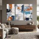 Blue Teal Abstract Canvas Wall Art, Modern Textured Painting Print, Navy Orange White Contemporary Art, Neutral Living Room Decor, Office Art by MyGreatCanvas | Canvas Wall Art Prints | Photo Prints & Wall Decor