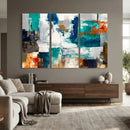 Blue Teal Abstract Canvas Wall Art, Modern Textured Painting Print, Navy Orange White Contemporary Art, Neutral Living Room Decor, Office Art by MyGreatCanvas | Canvas Wall Art Prints | Photo Prints & Wall Decor