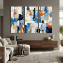 Blue Teal Abstract Canvas Wall Art, Modern Textured Painting Print, Navy Orange White Contemporary Art, Neutral Living Room Decor, Office Art by MyGreatCanvas | Canvas Wall Art Prints | Photo Prints & Wall Decor