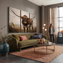 Texas Longhorn Wall Art Canvas Print – Brown Horned Bull