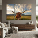 Texas Longhorn Canvas Wall Art – Majestic Triptych Animal by MyGreatCanvas | Canvas Wall Art Prints | Photo Prints & Wall Decor
