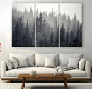 Misty Forest Canvas Wall Art – Monochrome Triptych Pine Tree by MyGreatCanvas | Canvas Wall Art Prints | Photo Prints & Wall Decor