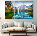 Spectacular autumn view of Braies Lake Wall Art Canvas Print by MyGreatCanvas | Canvas Wall Art Prints | Photo Prints & Wall Decor