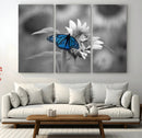 Blue Butterfly Black and White Canvas Wall Art by MyGreatCanvas | Canvas Wall Art Prints | Photo Prints & Wall Decor