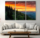 Forest Landscape Wall Art Sunset Canvas, Forest Sunset