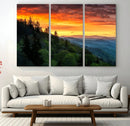 Smoky Mountains Sunset Wall Art Canvas Print | 3 Panel by MyGreatCanvas | Canvas Wall Art Prints | Photo Prints & Wall Decor