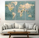 Classic World Map Canvas Print – Framed Vintage Map Wall by MyGreatCanvas | Canvas Wall Art Prints | Photo Prints & Wall Decor