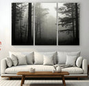 Misty Forest Wall Art Premium Canvas Print a Foggy and