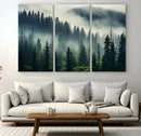 Captivating Misty Forest Wall Art Premium Canvas Print a