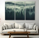 Misty Forest Wall Art Premium Canvas Print a Foggy and