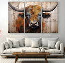 Scottish Highland Cow Cattle Art Print on Wood Style by MyGreatCanvas | Canvas Wall Art Prints | Photo Prints & Wall Decor