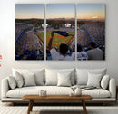 Dodger Stadium Sunset Game Triple Canvas Wall Art - Los