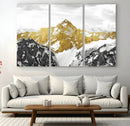 Gold Abstract Mountains Wall Art Print on Canvas, Nature