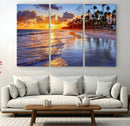 Serene Beach Sunset Wall Art Canvas- Coastal Seascape Print