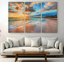 Serene Beach Sunset Wall Art | Coastal Ocean Canvas Print |