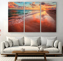 Sunset Beach Wall Art | Ocean Canvas Print | Coastal Wall