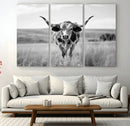 Texas Cow Longhorn Wall Art Canvas Print for Farm House Wall