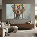 Golden Petal Wall Art Canvas Print - Silhouette Woman Wall