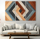 Geometric Wood Art Wall Decor Canvas Print, Rustic Wooden
