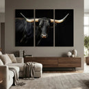 Black Bull Wall Art – Majestic Longhorn Canvas Print with