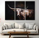 Texas Longhorn Wall Art Canvas Print | Western Ranch Decor |