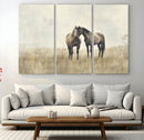 Chines Style Grunge Horses Wall Art Canvas Print