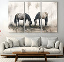 Chines Ink Style Vintage Horses Wall Art Canvas Print for by MyGreatCanvas | Canvas Wall Art Prints | Photo Prints & Wall Decor