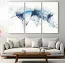 Flight Route Map Wall Art Canvas Print, Abstract Air Traffic